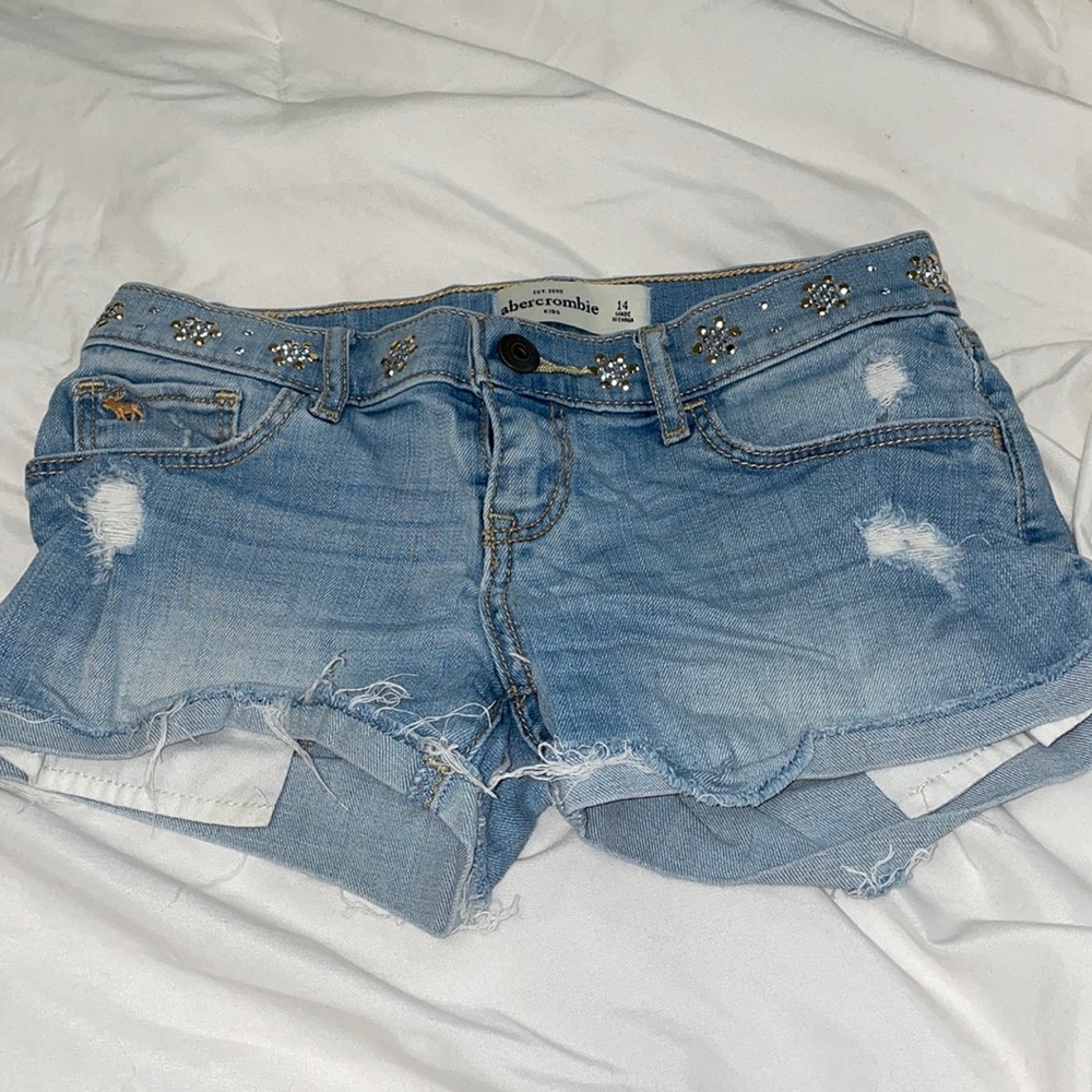 Abercrombie Kids Distressed Low Rise Jean Shorts